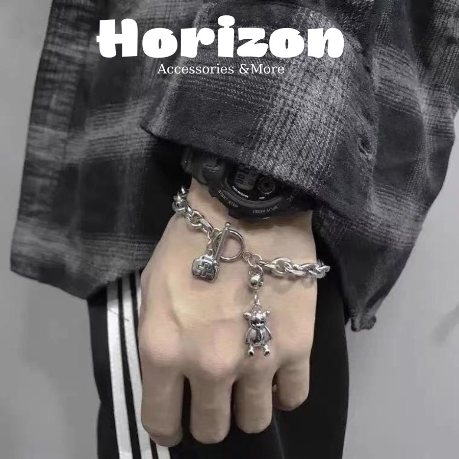 Vòng Tay Lắc Tay Titan Cao Cấp Không Gỉ Khoá Cài Hình Gấu Bear Cho Nam & Nữ - Horizon