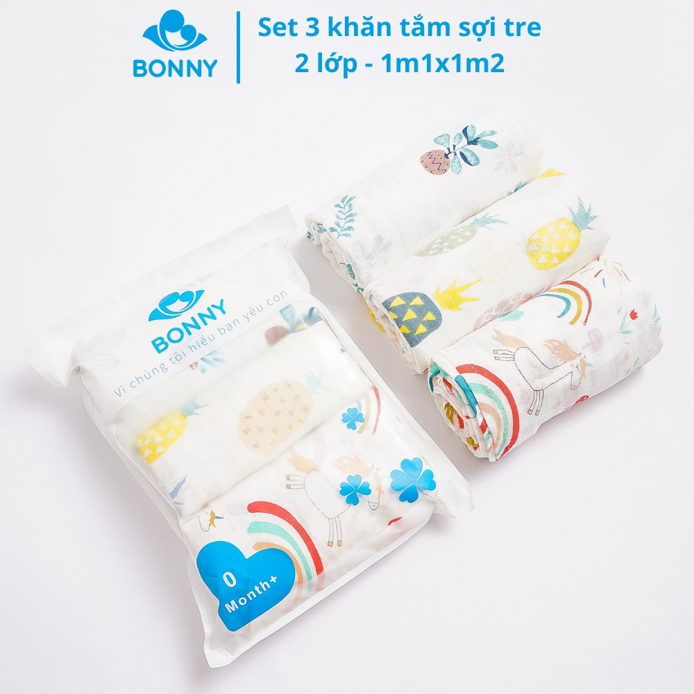 Ảnh Bộ 3 Khăn Tắm BONNY Sợi Tre 1m1x1m2 Siêu Nhẹ, Mềm Mịn và Thấm Hút Tốt 1