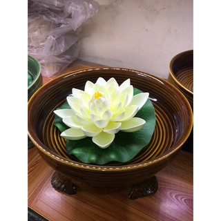 Bát Sen Thả Hoa Dáng Tròn 25cm Bát Tụ Lộc đồ thờ cúng gốm sứ đề ban thần tài hút tài lộc