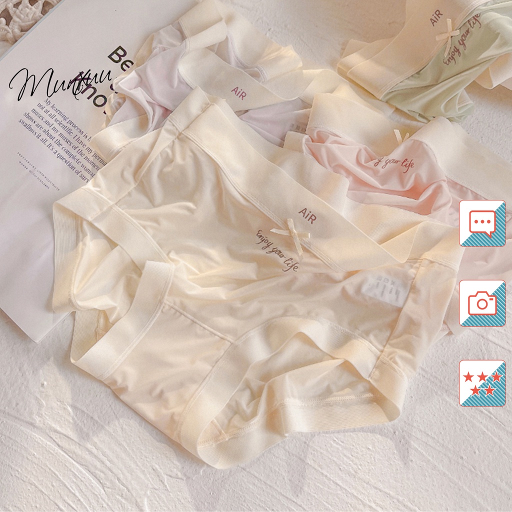 Quần lót nữ vải su lạnh phối viền chữ mềm mát, nâng mông tôn dáng gợi cảm – MUNXUU QC129 spe