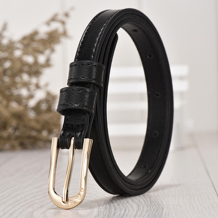 Dây nịt, thắt lưng nữ, bản nhỏ 1.2cm, da thật, khóa kim loại mạ màu đồng sáng W26