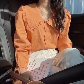 Phong Cách Hàn Quốc Nữ Nữ Áo Sơ Mi Dài Tay Baju Baju Wanita Lengan Panjang Hàng Mới Sẵn Có