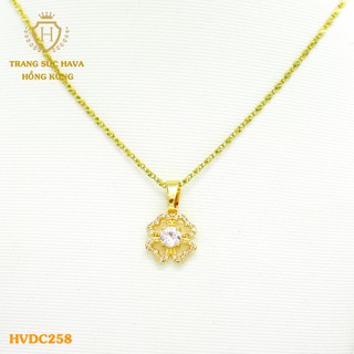 Dây Chuyền, Vòng Cổ Nữ Mặt Đính Đá, Titan Xi Mạ Vàng Non 24k Cao Cấp - Trang Sức Hava Hong Kong