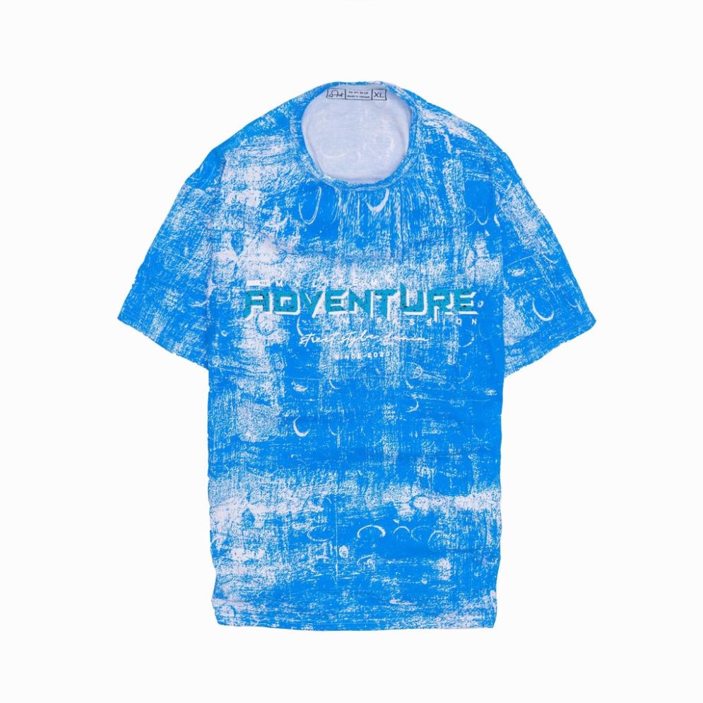 Áo Thun Nam Cổ Tròn, Áo Phông Cộc Tay Trơn Basic Chất Vải Co Dãn 4 Chiều Mềm Mại In Chữ ADVENTURE