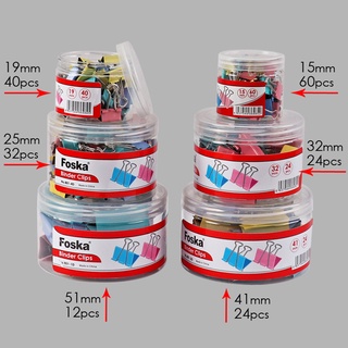 Kẹp bướm nhiều màu Foska 801-D  51mm, 41mm, 32mm, 25mm,19mm,15mm