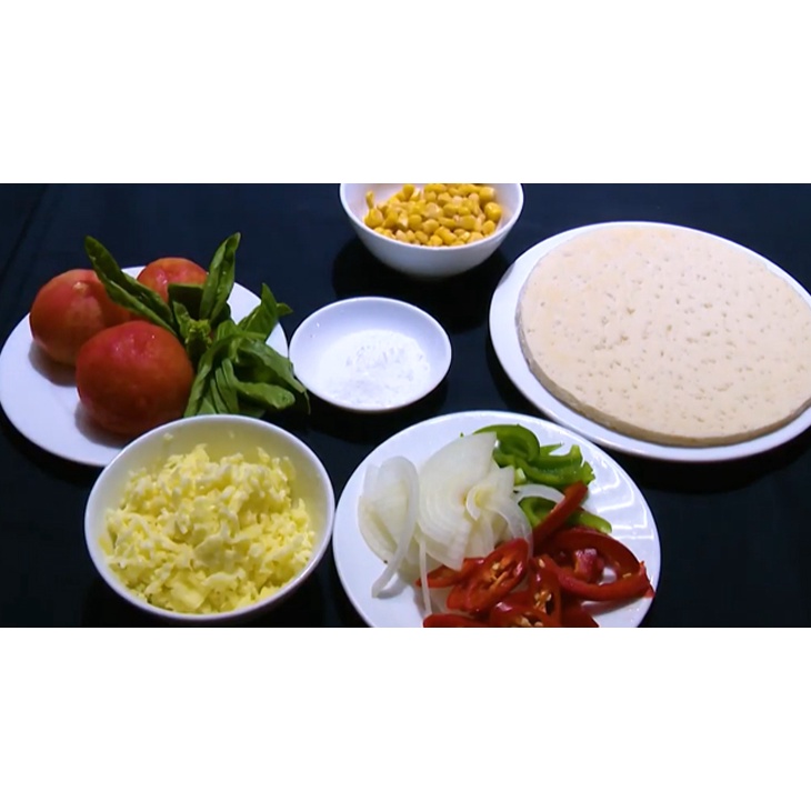 Nguyên liệu làm bánh Pizza ( sốt, đế bánh, phô mai, thanh cua,....)