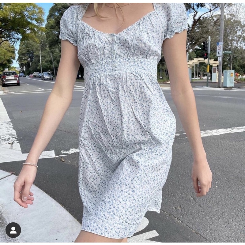 White Purple Floral Lara Dress Brandy Melville Blue Floral Blair Dress  Brandy Melville (Vy Hoa Nh