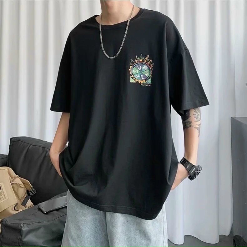 Áo thun nữ nam unisex tay lỡ form rộng freesize màu đen trắng đỏ mận - summer resume