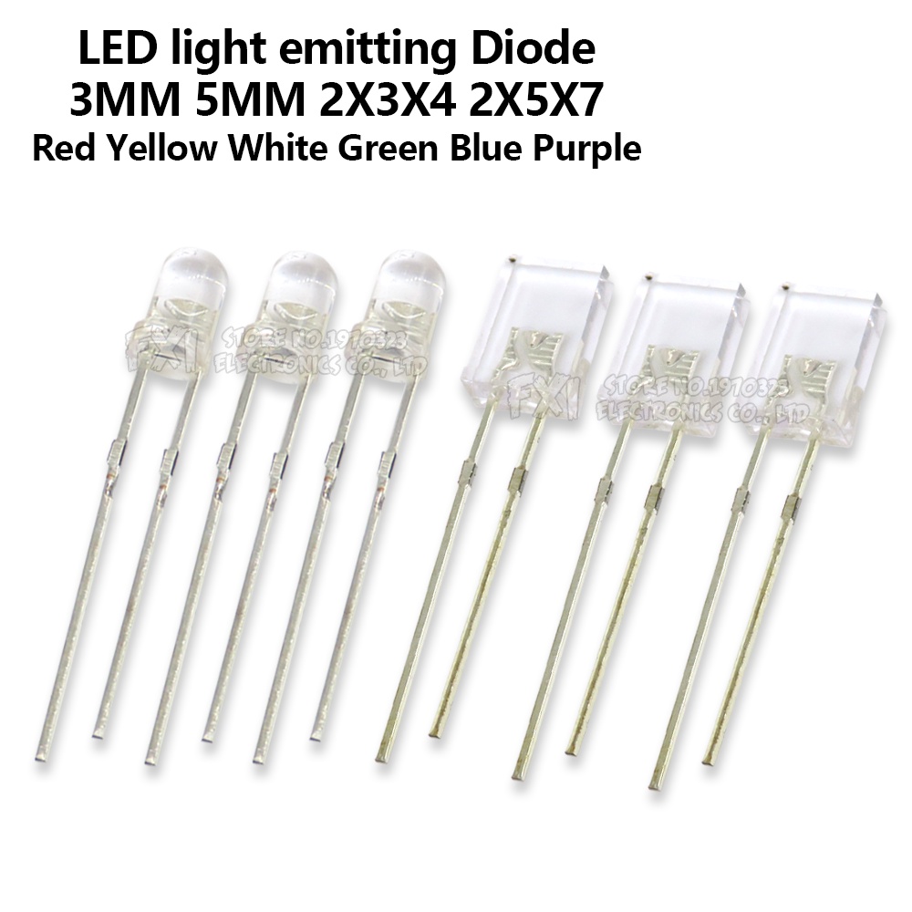 Set 100 Đi Ốt Đèn LED 2X3X4 2X5X7 3MM 5MM Tự Lắp Ráp Chuyên Dụng ...