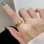 Nhẫn titan nữ không gỉ mạ vàng 18k thiết kế hoạ tiết đính đá phong cách hàn quốc thời trang