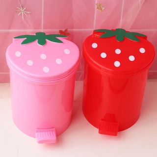 Thùng Đựng Rác Mini Có Nắp Đậy Hình Trái Dâu Tây Dễ Thương