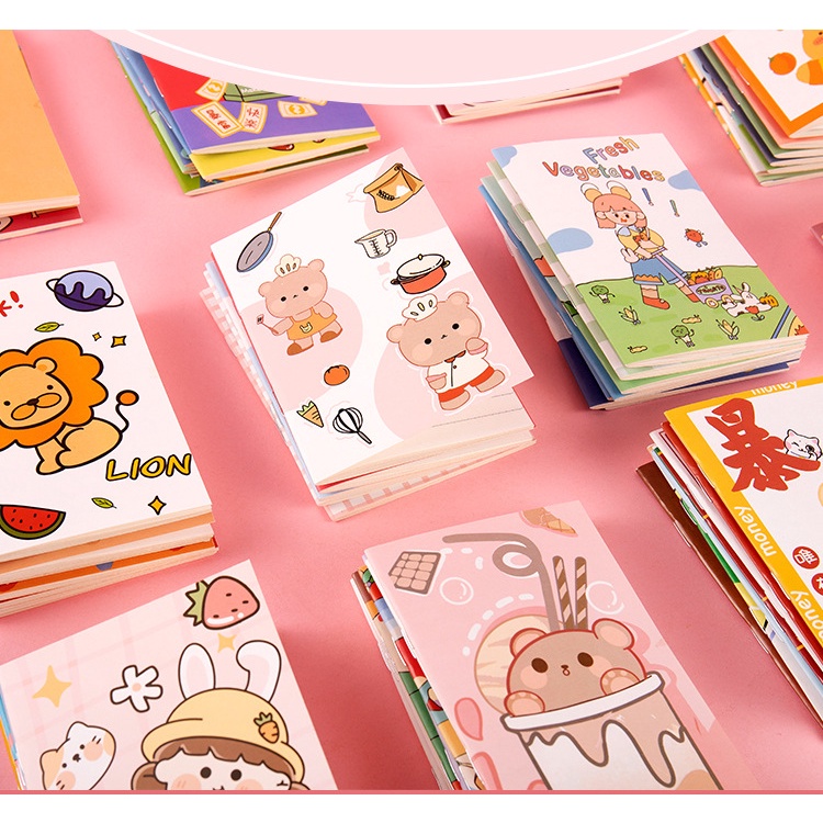 📒 COMBO 3 SỔ VỞ CẦM TAY MINI – HÌNH HOẠT HÌNH 8×10CM – 32 TRANG 🎀