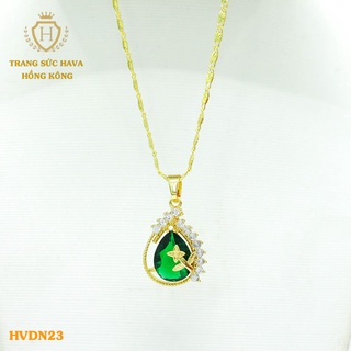 Dây Chuyền Nữ Mặt Đính Đá, Vòng Cổ Xi Mạ Vàng Non 24k Cao Cấp - Trang Sức Hava Hong Kong