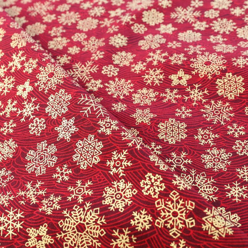Vải cotton đỏ Burgundy nửa thước Nhật Bản và Giáng sinh in vải may DIY vải mỗi 0,5 mét TJ1023
