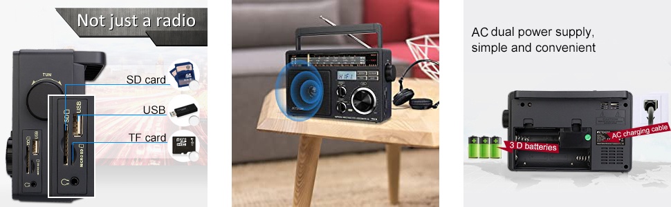 Mô tả Máy nghe nhạc MP3 radio FM RETEKESS TR618 AM SW kèm phụ kiện - 4