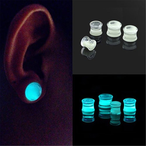 Unisex Glow in the Dark Double loe Saddle Máy đo tai cắm xuyên cơ thể