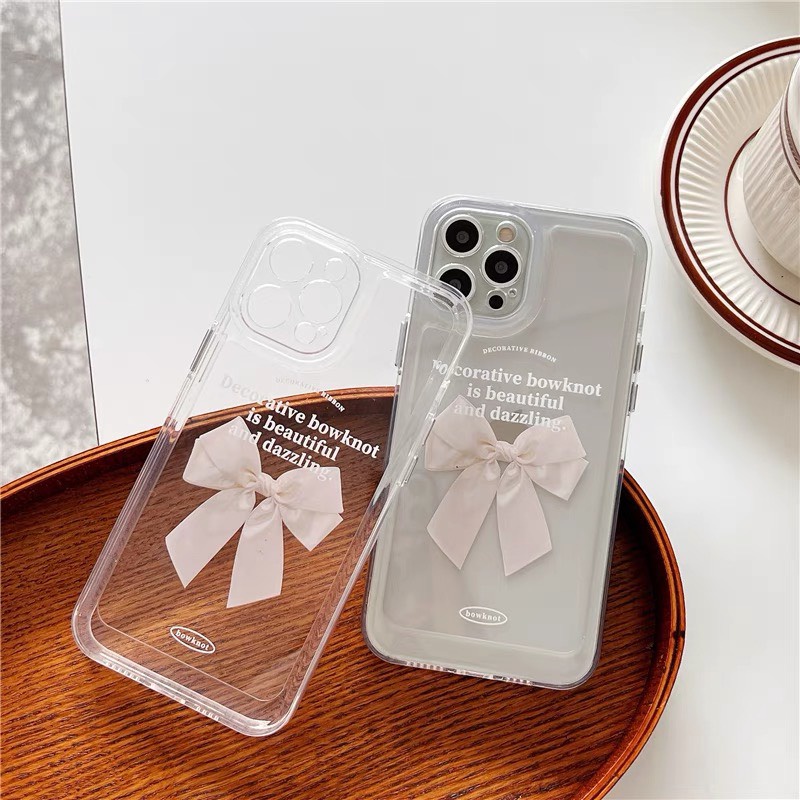 Ốp iphone trong suốt hình nơ hồng ( sắp hết )