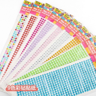 Bảng Sticker đá dán hình tròn 6mm nhiều màu