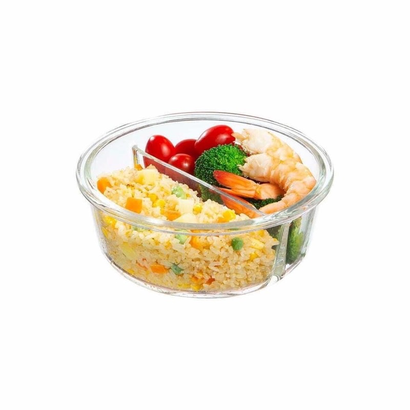 Hộp thuỷ tinh chịu nhiệt chữ nhật 1lit, chia 2 ngăn.