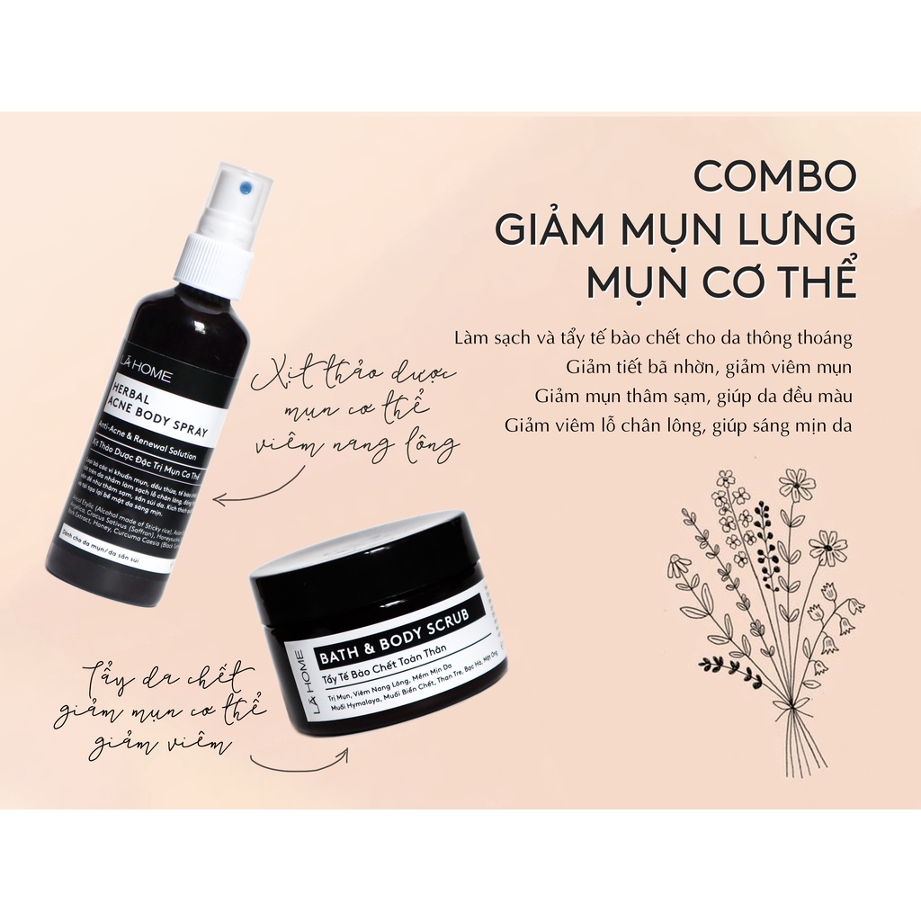 Combo Giảm Mụn Cơ Thể/ Viêm Nang Lông - Lá Home