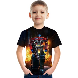 Transformers 3D In Trẻ Em 3-13 Tuổi Trẻ Em Áo Thun Tay Ngắn Hàng Ngày Áo Thun Thời Trang Bé Trai