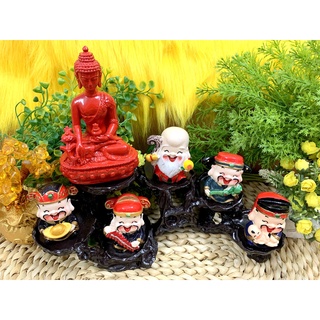 Tượng Phật Thích Ca cùng Ngũ Phúc Lộc Thọ Thần Tài Tọa Đế 6 Chân ( Hình Thật )