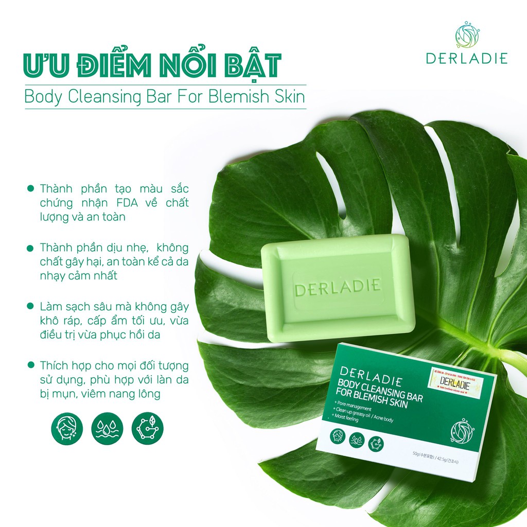 Ảnh Xà Phòng Cơ Thể Derladie Body Cleansing Bar For Blemish Skin (50g) 1