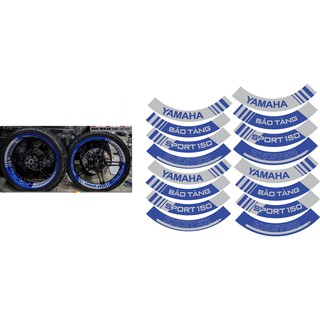 Tem dán full vành xe exciter xanh xám, tem mâm trùm xe máy 16 miếng full 2 bánh trước sau. Decal trùm vành