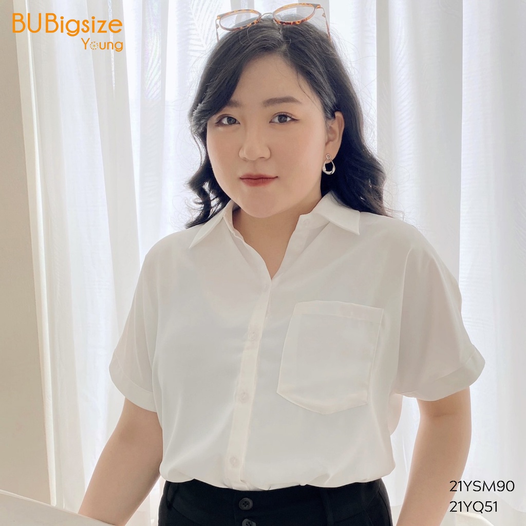 Ảnh Áo sơ mi nữ tay ngắn đuôi tôm BIGSIZE (55kg đến 95kg) - 21YSM90 - BU Bigsize Young 3