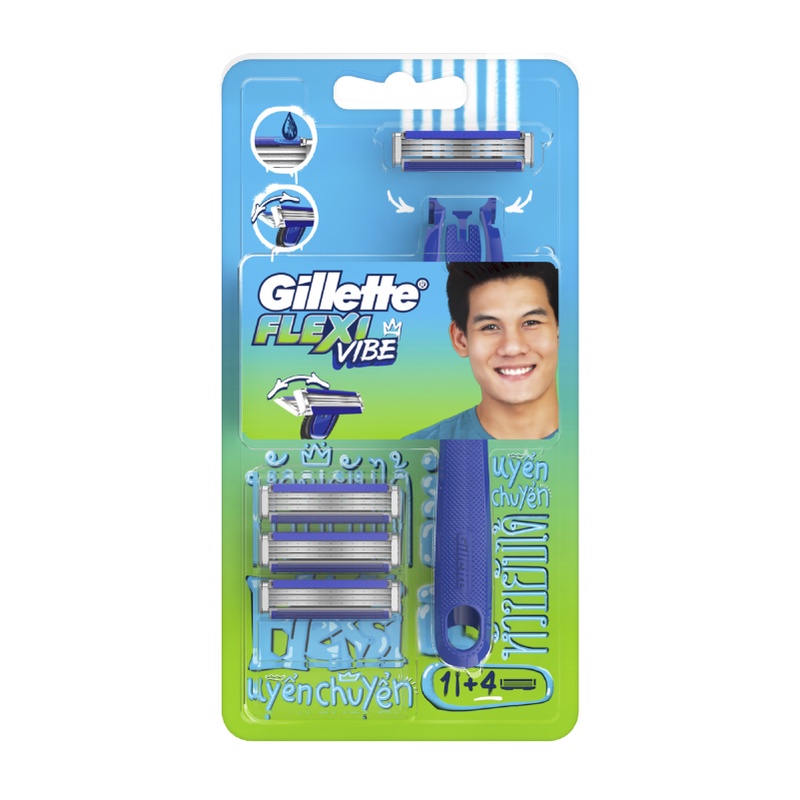 Ảnh Dao Cạo Râu GILLETTE Flexi Vibe Hộp 1 Cán Dao Và 4 Lưỡi 1