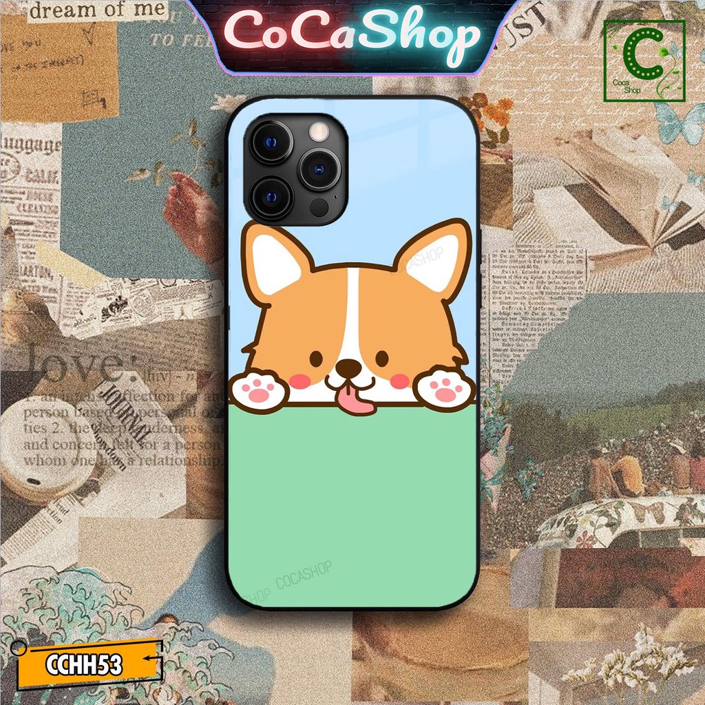 Ốp lưng iphone mặt kính cực đẹp, chống trày xước  - Chú chó đòi ăn - 6/6plus/6s/6splus/7/7plus/8/8plus/x/.....