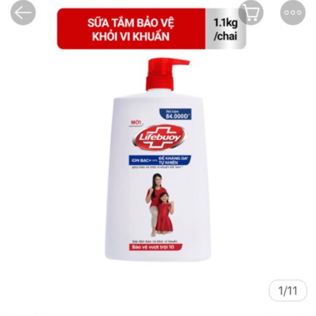 Sữa tắm Lifebuoy bảo vệ vượt trội Chai 1.1kg