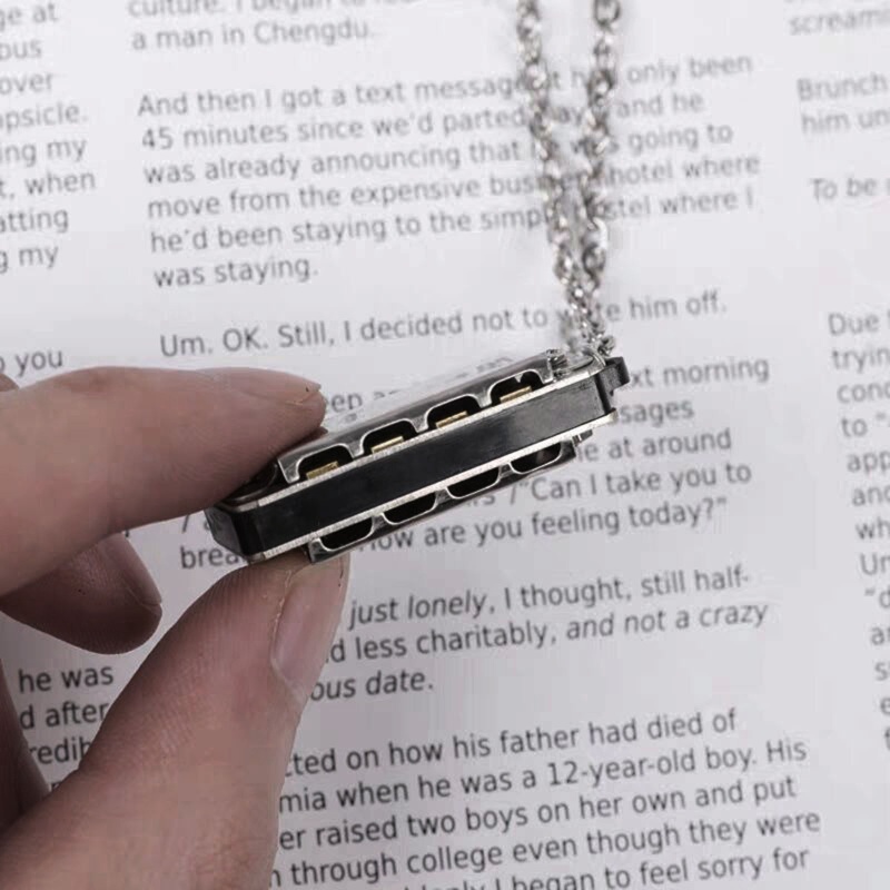 Coo Vòng cổ Mặt Hình Kèn harmonica mini Bốn Lỗ Phong Cách retro Cho Cặp Đôi