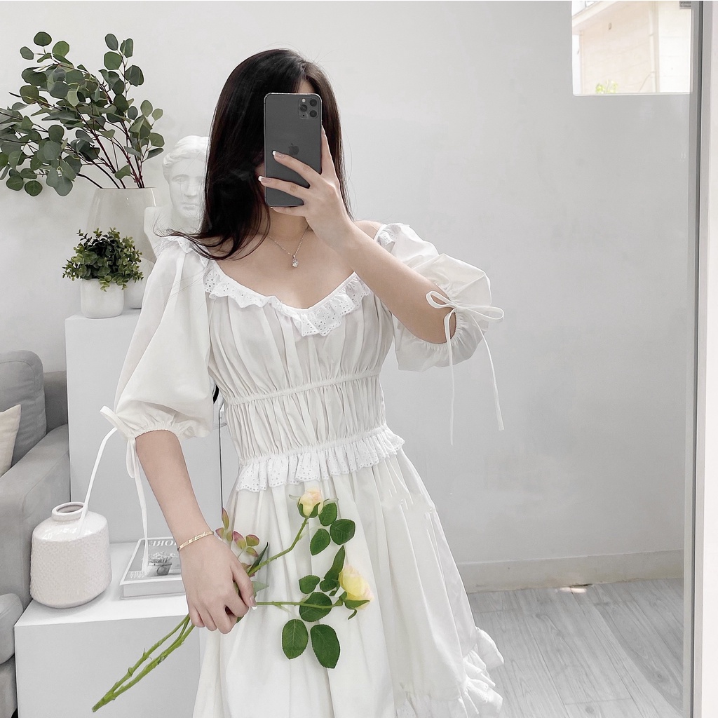 ĐẦM TRẮNG FORM CHỮ A CHÂT VẢI DÀY DẶN - EIRA DRESS