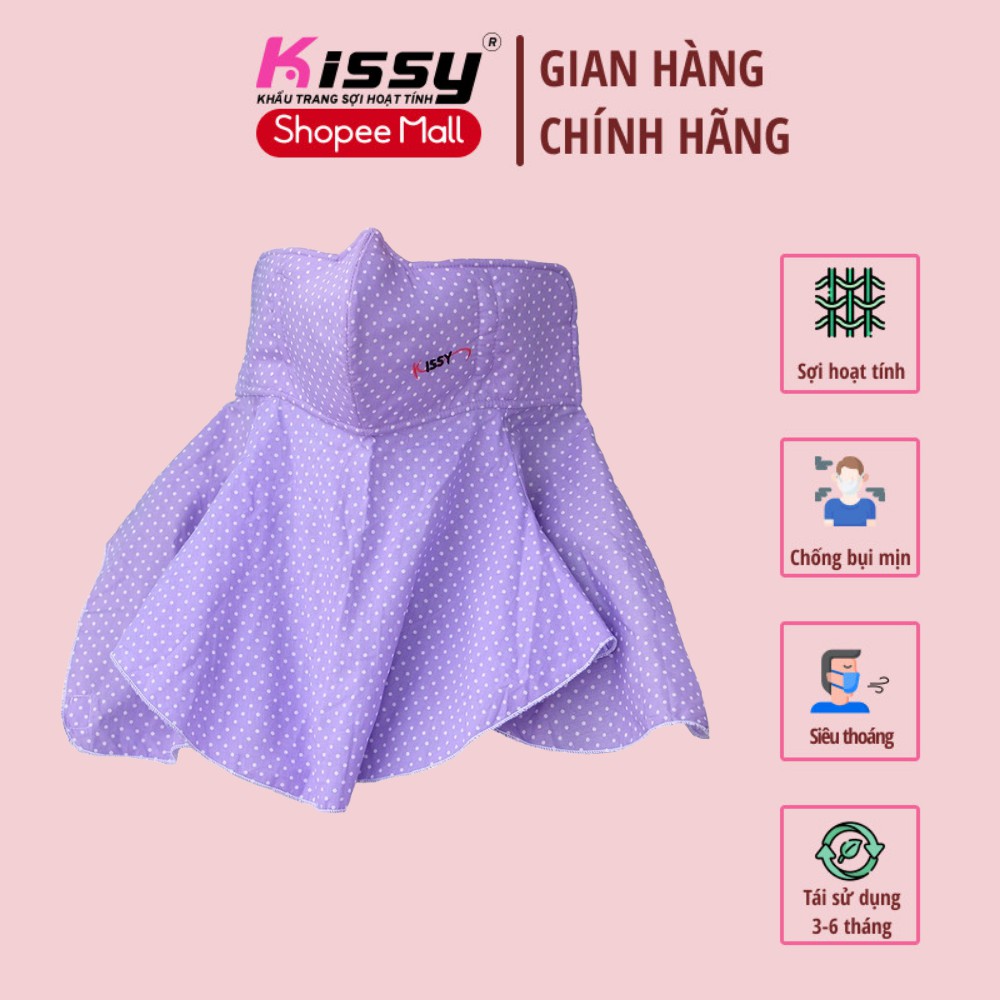 Ảnh Khẩu Trang Vải Kissy Trùm Đầu Nữ Size M Tím Vải Cotton Sợi Hoạt Tính Chống Tia UV Ngăn Bụi Mịn PM 2.5 - M2-0012 1