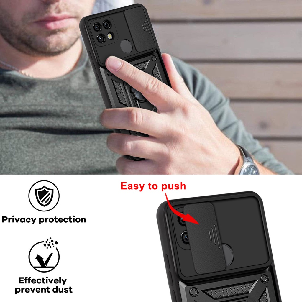 Ốp lưng áo giáp máy ảnh trượt Realme 8 Pro C20 C20A C12 C25 C55 C53 C51 C65 C67 C35 C31 C11 2021 Note 50 Narzo N55 20 30A 50A Prime 4G 5G Vỏ khung vòng Full Lens Cover