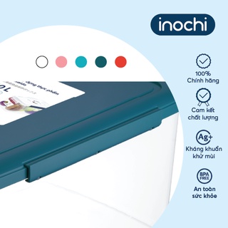 Thùng thực phẩm Inochi - Hokkaido 30L Thân Trắng trong+Nắp Xanh/Đỏ/Hồng/Trắng
