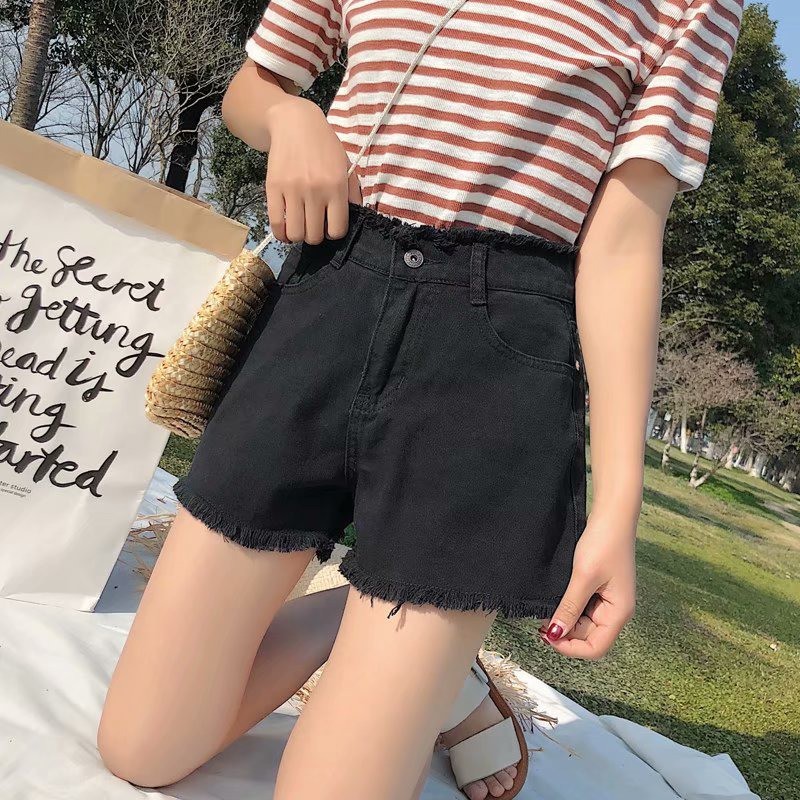Ảnh Quần Short Denim Lưng Cao Dáng Rộng Phong Cách Hàn Quốc Thời Trang Mùa Hè 4 Màu Sắc Chọn Lựa Dành 2