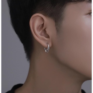 Khuyên Tai Hipster 1 Nam Nữ Unisex Tròn Dạng Xỏ Màu Bạc Đen Đơn Giản Đẹp Nhỏ Xinh - Horizon
