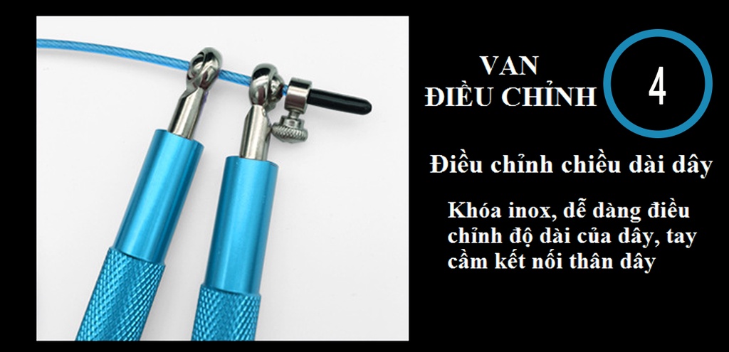 Mô tả Dây nhảy Bảo Hành 12 Tháng Dây Nhảy Thép Tay Cầm Hợp Kim Nhôm Chắc Chắn Cleacco DNT Boro Sport - 4