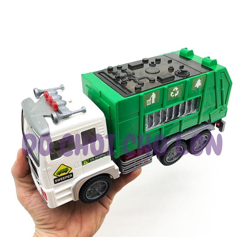 Đồ chơi ô tô cho bé trai tải chở rác  6 bánh có đèn 3D dùng pin có nhạc JY686,đồ chơi cho bé trai