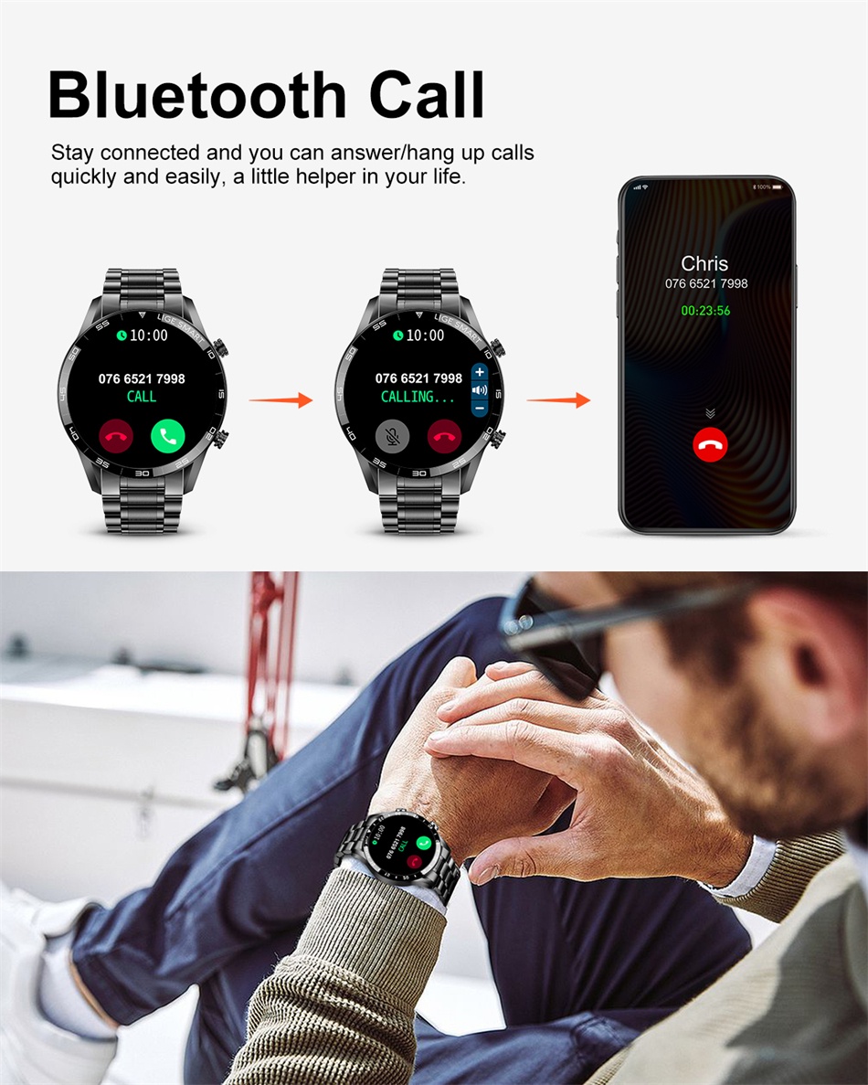 Mô tả Đồng hồ thông minh LIGE Nam Cuộc gọi Bluetooth Thể thao chống nước Theo dõi sức khỏe Màn hình cảm ứng toàn diện - 4