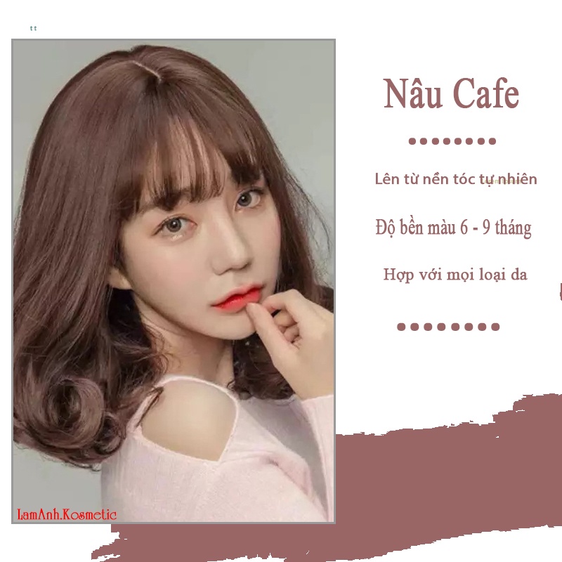 Thuốc nhuộm tóc màu Nâu Caffe 100ml  kem nhuộm lên chuẩn tone