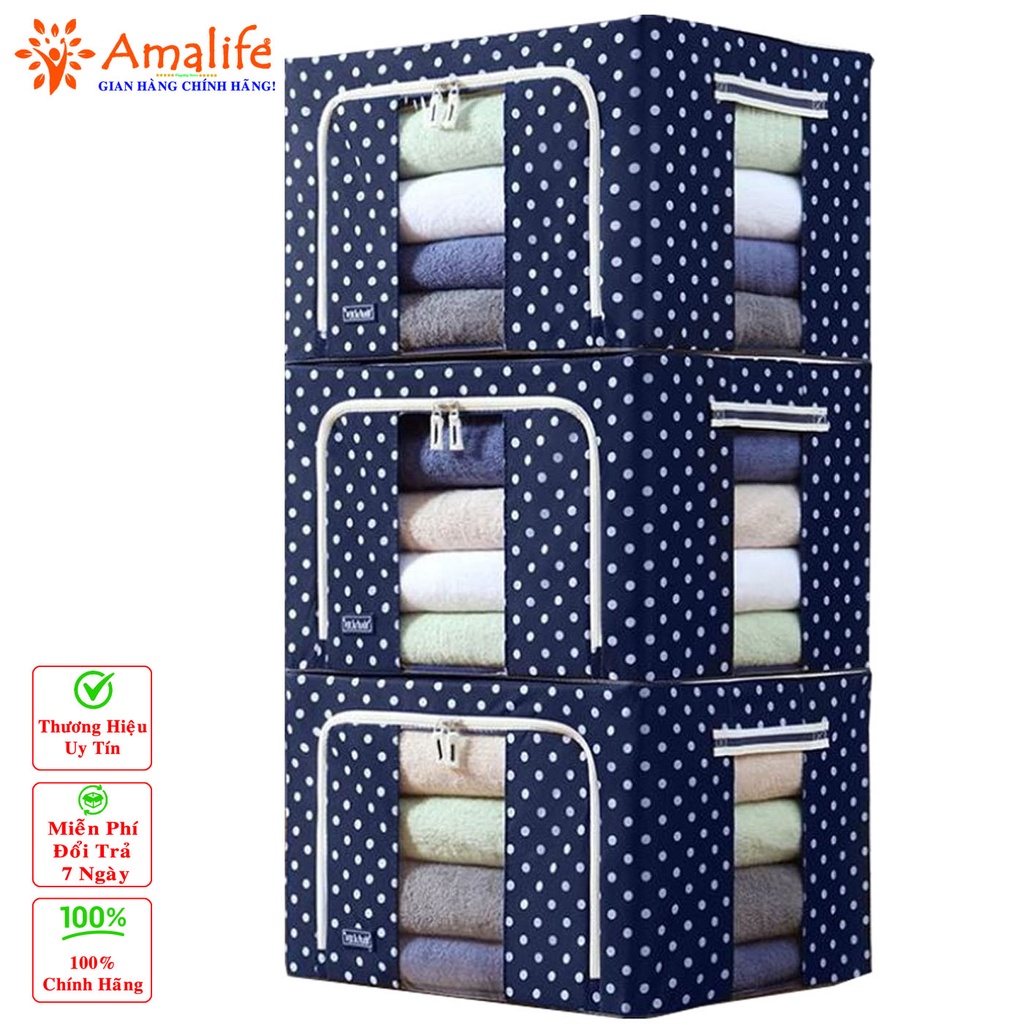 Ảnh COMBO 3 Túi Đựng Chăn Màn Khung Sắt Gấp Gọn 66 Lít Size 50*40*33cm Chọn Màu, Hộp Vải Đựng Đồ Đa Năng Khung Thép Khóa Kéo 2