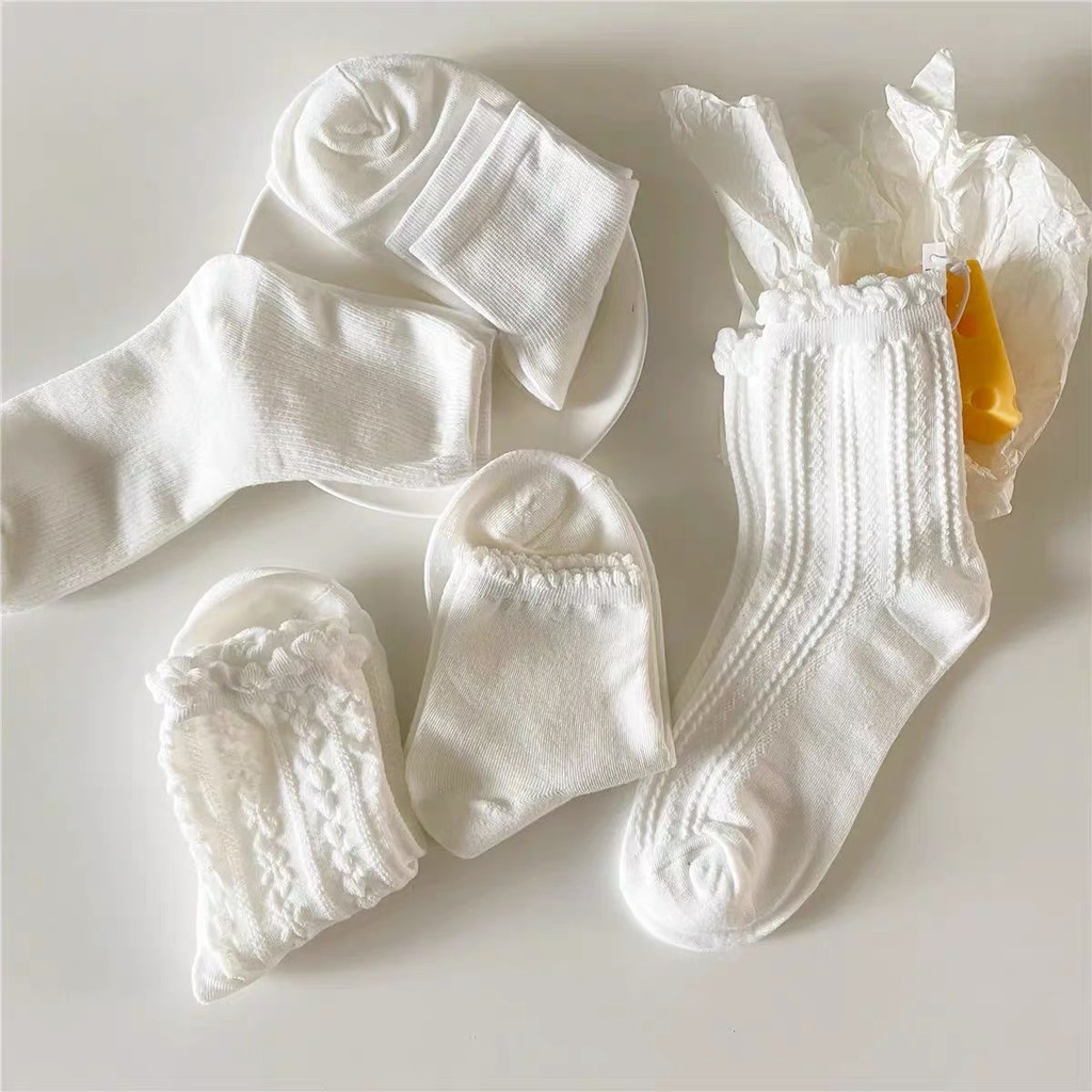 🔥🌈 Tất Màu Trơn Tất Giữa Tất Phong Cách Preppy Nhật Bản Dễ Thương Thoáng Khí Kháng Khuẩn jk lolita Tất Nữ Mỏng