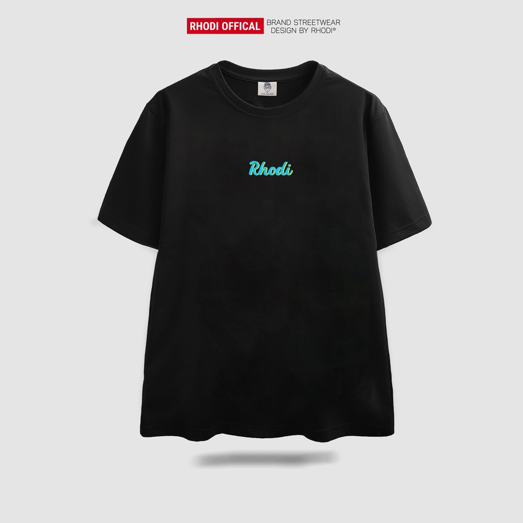Áo thun local brand RHODI phông cổ tròn tay lỡ unisex nam nữ text blue