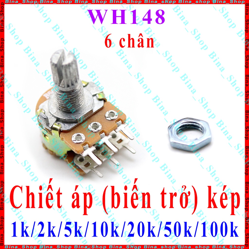 Biến trở kép WH148 1K 2K 5K 10K 20K 25K 50K 100K 250K 500K 1M Chiết áp ...