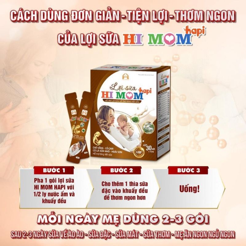Lẻ 10 Gói Lợi Sữa Hi Mom -Giúp Gọi Sữa Về Nhanh, Mát Sữa, Thông Tắc Tuyến Sữa