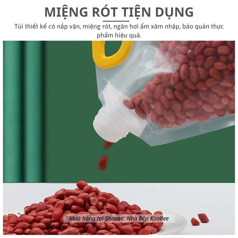 Túi Đựng Thực Phẩm Khô KOOBEE – Có Tay Cầm, Nắp Đậy Chống Ẩm, Tái Sử Dụng, Đựng Ngũ Cốc Hạt Khô Nhiều Kích Thước