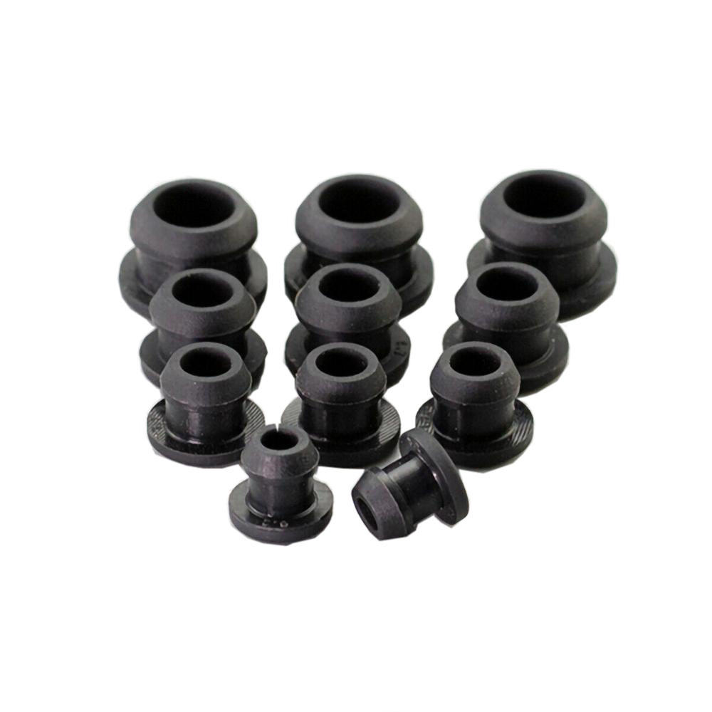 10 Chiếc Đen 2.5mm Đến 15mm Cao Su Silicon Lỗ Mũ T Loại Cắm Bao Snap-on Gioăng Trống Cuối Mũ Cói Nút Chặn